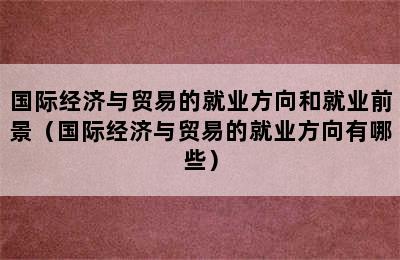 国际经济与贸易的就业方向和就业前景（国际经济与贸易的就业方向有哪些）