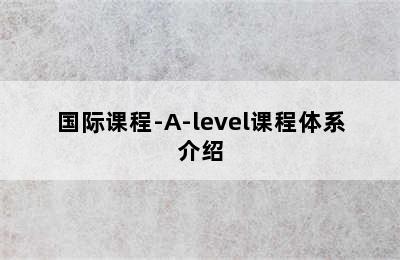 国际课程-A-level课程体系介绍