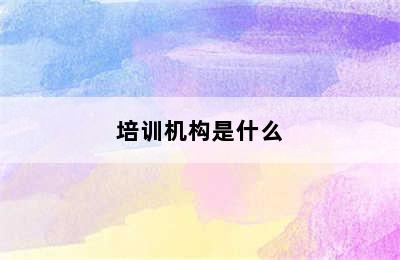 培训机构是什么