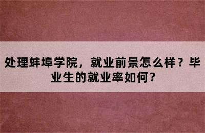 处理蚌埠学院，就业前景怎么样？毕业生的就业率如何？