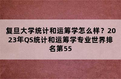 复旦大学统计和运筹学怎么样？2023年QS统计和运筹学专业世界排名第55