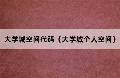 大学城空间代码（大学城个人空间）