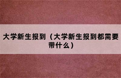 大学新生报到（大学新生报到都需要带什么）