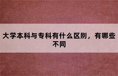 大学本科与专科有什么区别，有哪些不同