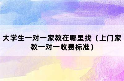 大学生一对一家教在哪里找（上门家教一对一收费标准）