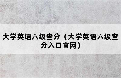 大学英语六级查分（大学英语六级查分入口官网）