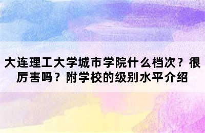 大连理工大学城市学院什么档次？很厉害吗？附学校的级别水平介绍