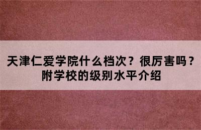 天津仁爱学院什么档次？很厉害吗？附学校的级别水平介绍