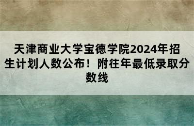 天津商业大学宝德学院2024年招生计划人数公布！附往年最低录取分数线