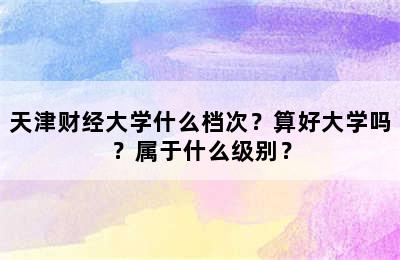 天津财经大学什么档次？算好大学吗？属于什么级别？