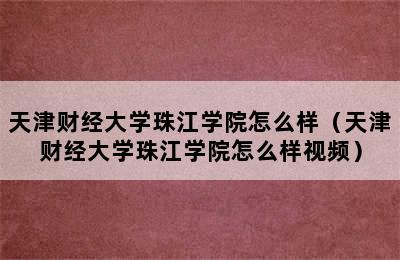 天津财经大学珠江学院怎么样（天津财经大学珠江学院怎么样视频）