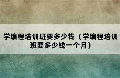 学编程培训班要多少钱（学编程培训班要多少钱一个月）