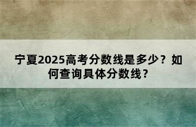 宁夏2025高考分数线是多少？如何查询具体分数线？