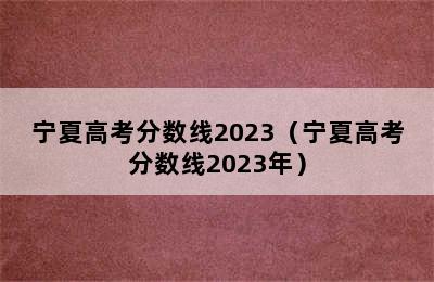 宁夏高考分数线2023（宁夏高考分数线2023年）