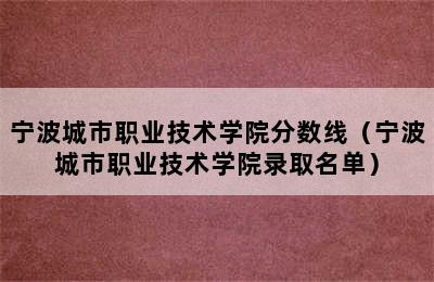 宁波城市职业技术学院分数线（宁波城市职业技术学院录取名单）