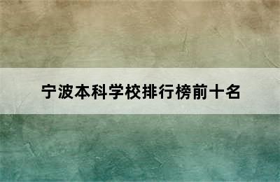 宁波本科学校排行榜前十名