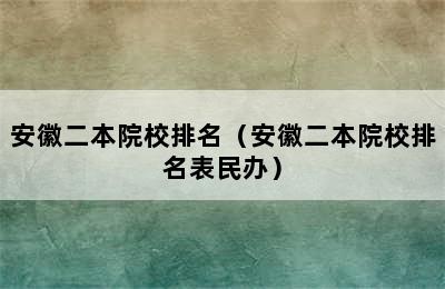 安徽二本院校排名（安徽二本院校排名表民办）