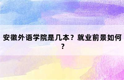 安徽外语学院是几本？就业前景如何？