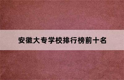 安徽大专学校排行榜前十名