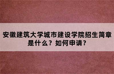 安徽建筑大学城市建设学院招生简章是什么？如何申请？