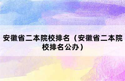 安徽省二本院校排名（安徽省二本院校排名公办）