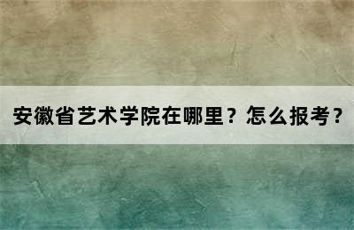 安徽省艺术学院在哪里？怎么报考？