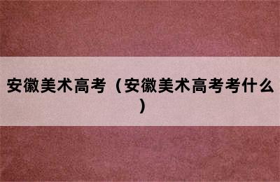 安徽美术高考（安徽美术高考考什么）