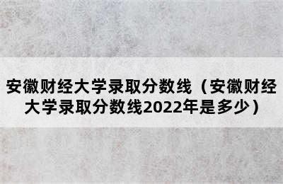 安徽财经大学录取分数线（安徽财经大学录取分数线2022年是多少）