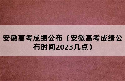 安徽高考成绩公布（安徽高考成绩公布时间2023几点）