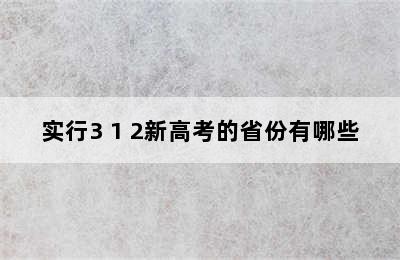 实行3+1+2新高考的省份有哪些