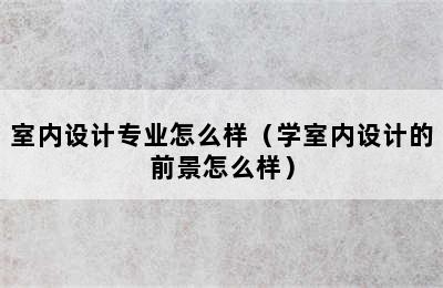 室内设计专业怎么样（学室内设计的前景怎么样）