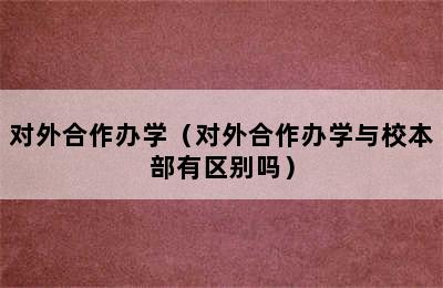 对外合作办学（对外合作办学与校本部有区别吗）