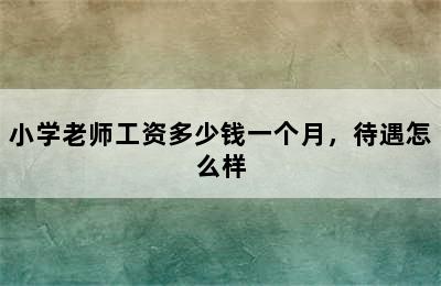 小学老师工资多少钱一个月，待遇怎么样