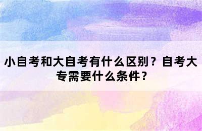 小自考和大自考有什么区别？自考大专需要什么条件？