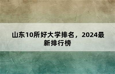 山东10所好大学排名，2024最新排行榜