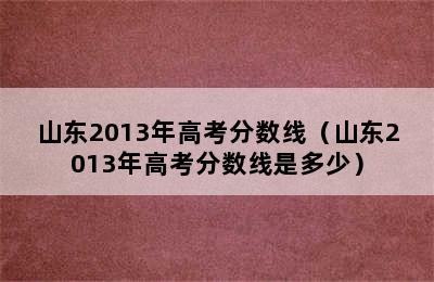 山东2013年高考分数线（山东2013年高考分数线是多少）