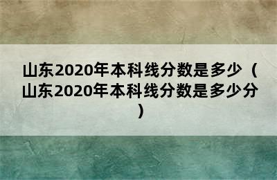 山东2020年本科线分数是多少（山东2020年本科线分数是多少分）