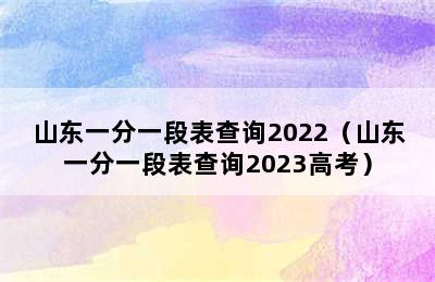 山东一分一段表查询2022（山东一分一段表查询2023高考）