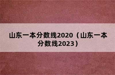 山东一本分数线2020（山东一本分数线2023）