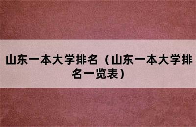 山东一本大学排名（山东一本大学排名一览表）