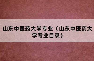 山东中医药大学专业（山东中医药大学专业目录）