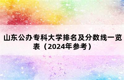 山东公办专科大学排名及分数线一览表（2024年参考）