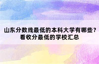 山东分数线最低的本科大学有哪些？看收分最低的学校汇总