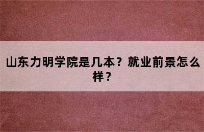 山东力明学院是几本？就业前景怎么样？