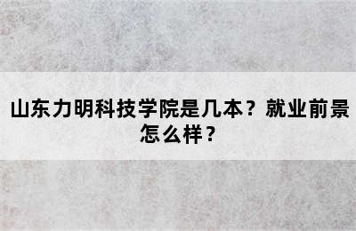 山东力明科技学院是几本？就业前景怎么样？