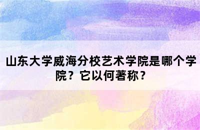 山东大学威海分校艺术学院是哪个学院？它以何著称？