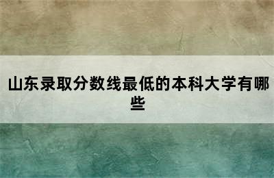 山东录取分数线最低的本科大学有哪些