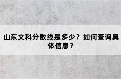 山东文科分数线是多少？如何查询具体信息？