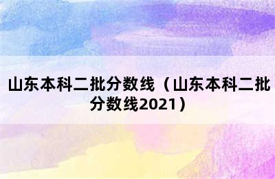 山东本科二批分数线（山东本科二批分数线2021）