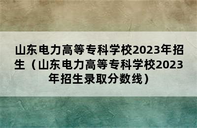 山东电力高等专科学校2023年招生（山东电力高等专科学校2023年招生录取分数线）